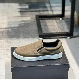 Prada Slip-On Suede Olive Brown Casual Shoe