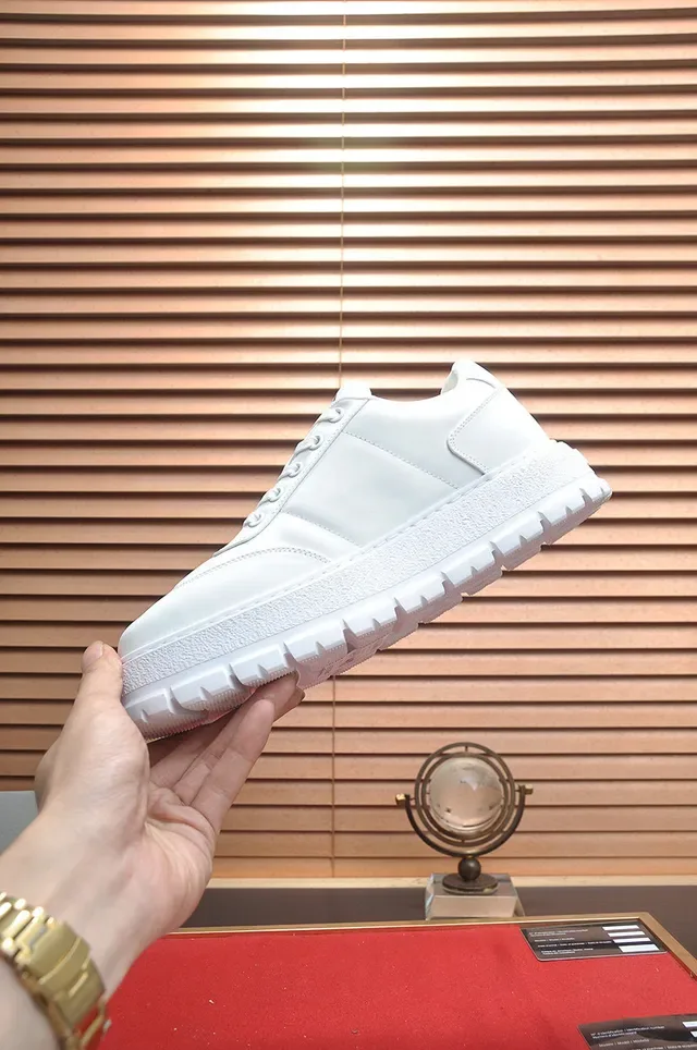 Prada White Leather Upper Thick Ridged Platform Sole Lifestyle Sneakers 5