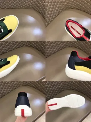 Prada Yellow Multicolor Multi-Panel Colorblock Laceless Slip-On Lifestyle Sneakers 5