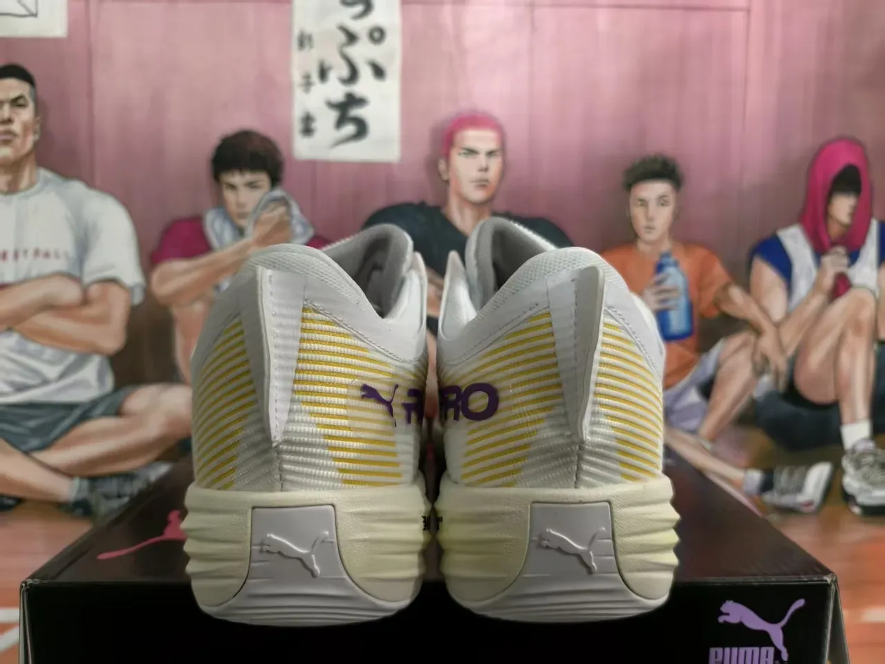 Puma All-Pro Nitro 白色紫色条纹针织鞋面 侧面 ALLPRO 品牌 运动鞋 4