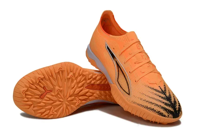 Chaussures de football Puma Future Z orange argent low-cut upper knit texturé synthétique pour gazon artificiel 4