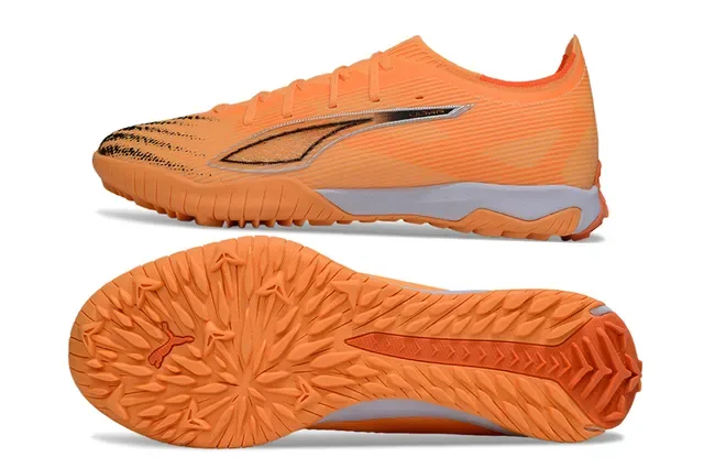 Chaussures de football Puma Future Z orange argent low-cut upper knit texturé synthétique pour gazon artificiel 6