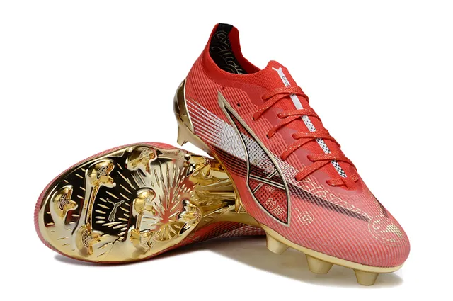 Puma Future Z Vermelho e Dourado Sapatos de futebol para campo firme 4