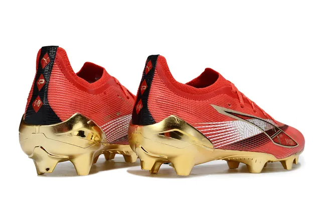 Puma Future Z Vermelho e Dourado Sapatos de futebol para campo firme 5