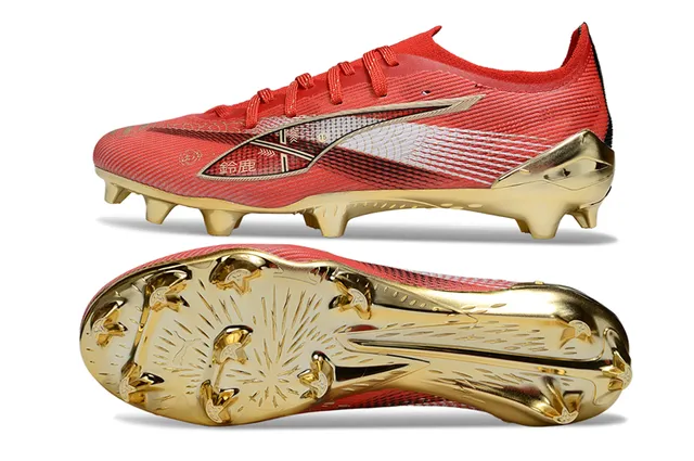 Puma Future Z Vermelho e Dourado Sapatos de futebol para campo firme 6