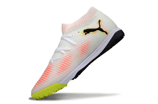 Puma Future Z সাদা কমলা সক-ফিট কলার গ্র্যাডিয়েন্ট স্ট্রাইপ আপার টার্ফ ফুটবল জুতা 3