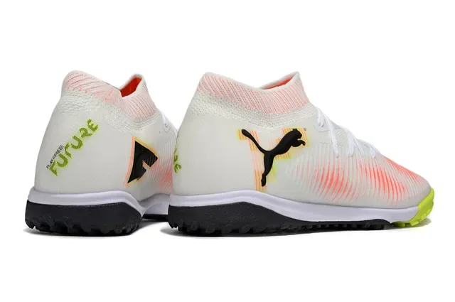 Puma Future Z সাদা কমলা সক-ফিট কলার গ্র্যাডিয়েন্ট স্ট্রাইপ আপার টার্ফ ফুটবল জুতা 4