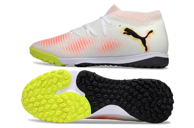 Puma Future Z সাদা কমলা সক-ফিট কলার গ্র্যাডিয়েন্ট স্ট্রাইপ আপার টার্ফ ফুটবল জুতা 6