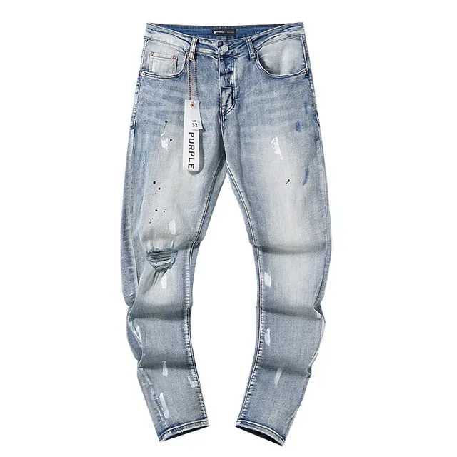 Jeans Purple Brand usés lavage clair avec éclaboussures de peinture 2