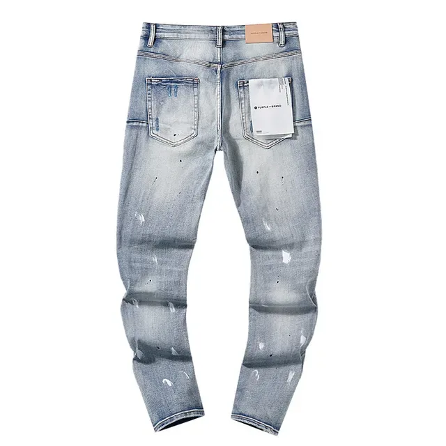Jeans Purple Brand usés lavage clair avec éclaboussures de peinture 3
