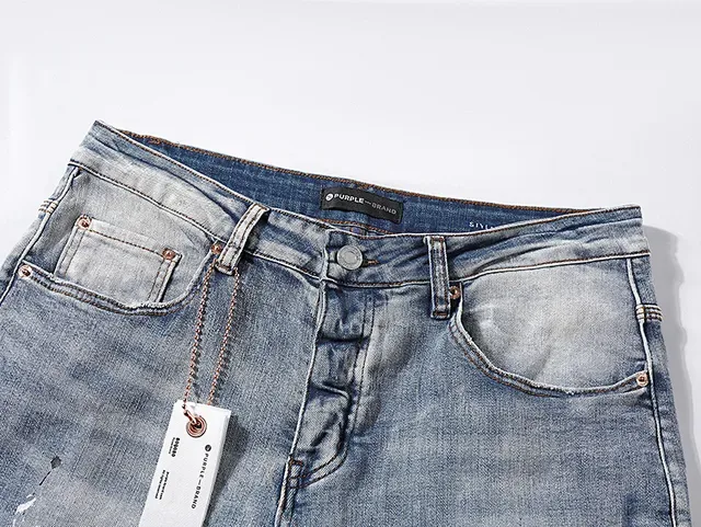 Jeans Purple Brand usés lavage clair avec éclaboussures de peinture 4