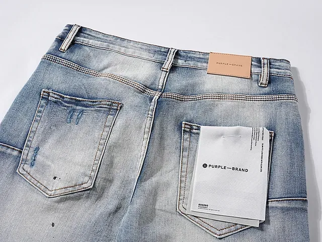 Jeans Purple Brand usés lavage clair avec éclaboussures de peinture 5