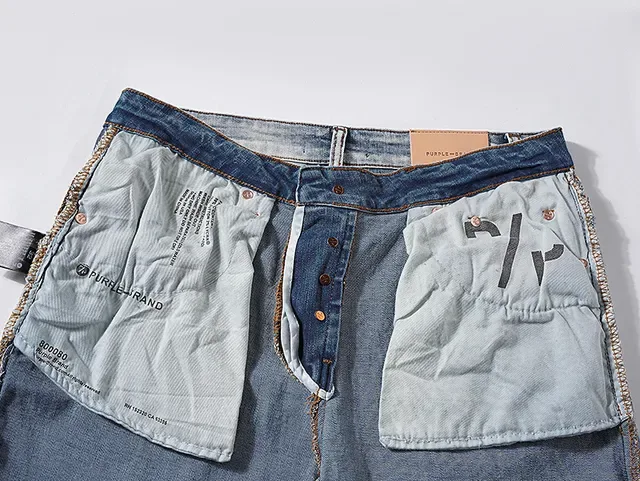 Jeans Purple Brand usés lavage clair avec éclaboussures de peinture 6