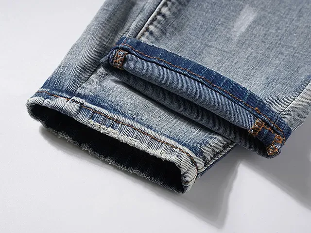 Jeans Purple Brand usés lavage clair avec éclaboussures de peinture 8