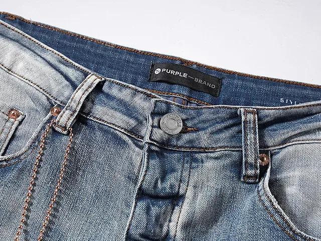 Jeans Purple Brand usés lavage clair avec éclaboussures de peinture 13