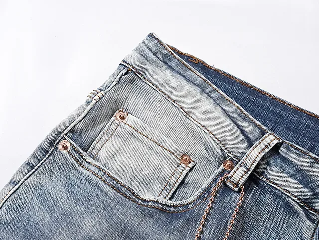 Jeans Purple Brand usés lavage clair avec éclaboussures de peinture 14