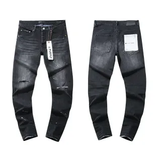 Purple Brand Distressed Slim-Fit Faded Black Jeans