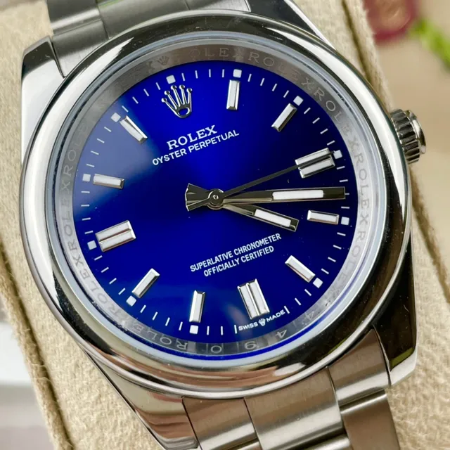Rolex Oyster Perpetual 蓝色表盘 不锈钢 机械手表 4