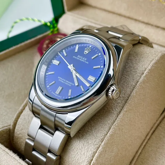 Rolex Oyster Perpetual 蓝色表盘 不锈钢 机械手表 5