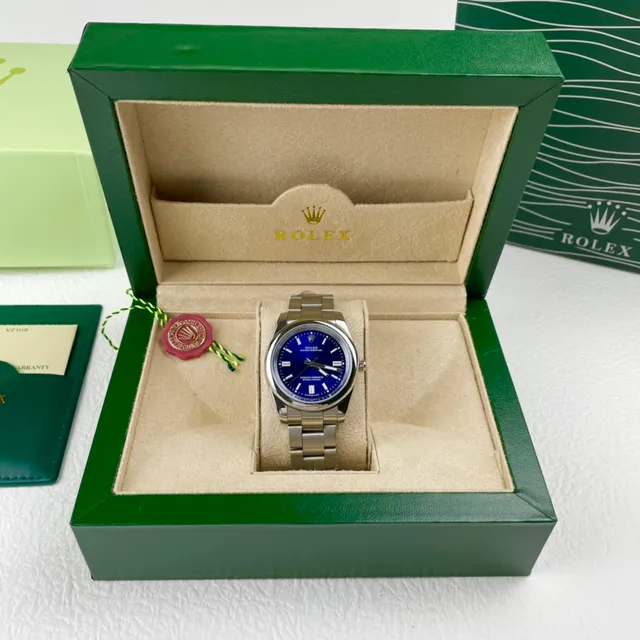 Rolex Oyster Perpetual 蓝色表盘 不锈钢 机械手表 7
