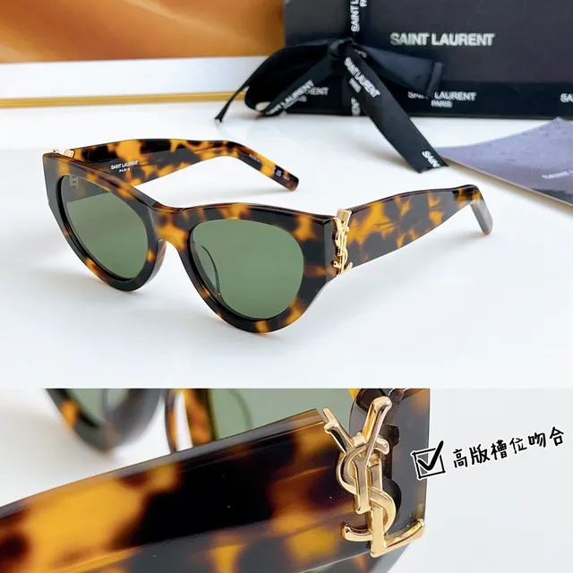 Saint Laurent Black Silver Cat-Eye Silhouette Glossy Acetate Sunglasses 4