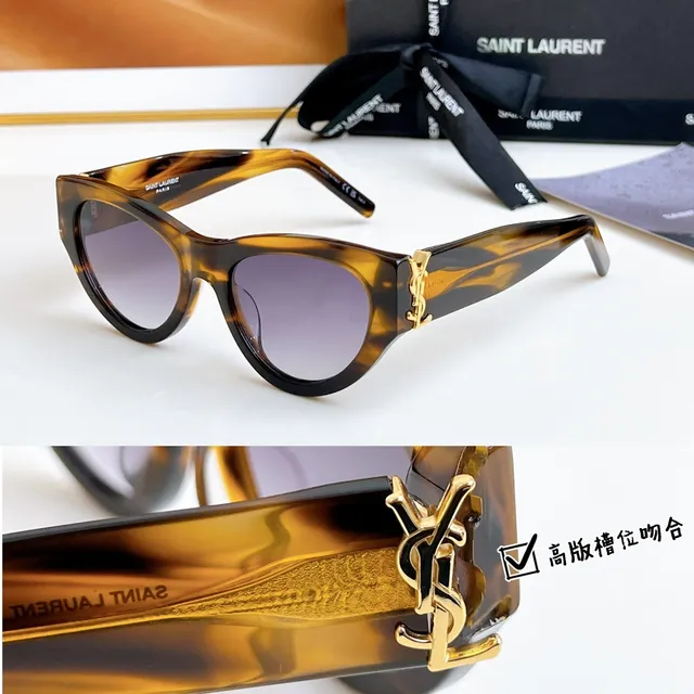 Saint Laurent Black Silver Cat-Eye Silhouette Glossy Acetate Sunglasses 5