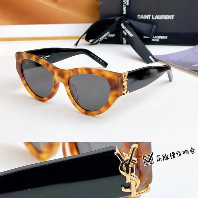 Saint Laurent Black Silver Cat-Eye Silhouette Glossy Acetate Sunglasses 6