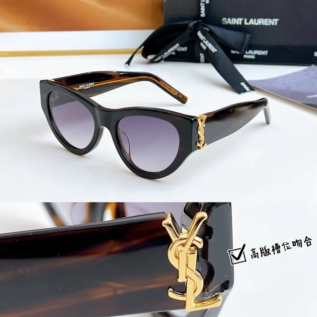 Saint Laurent Black Silver Cat-Eye Silhouette Glossy Acetate Sunglasses 9