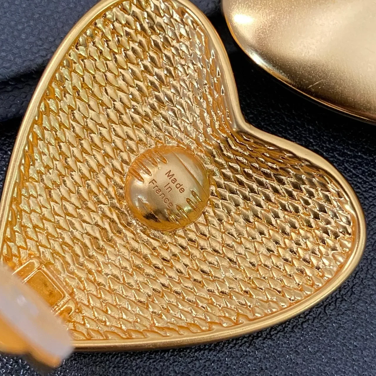 Saint Laurent Gold Sculpted Heart Metallic Earrings 3