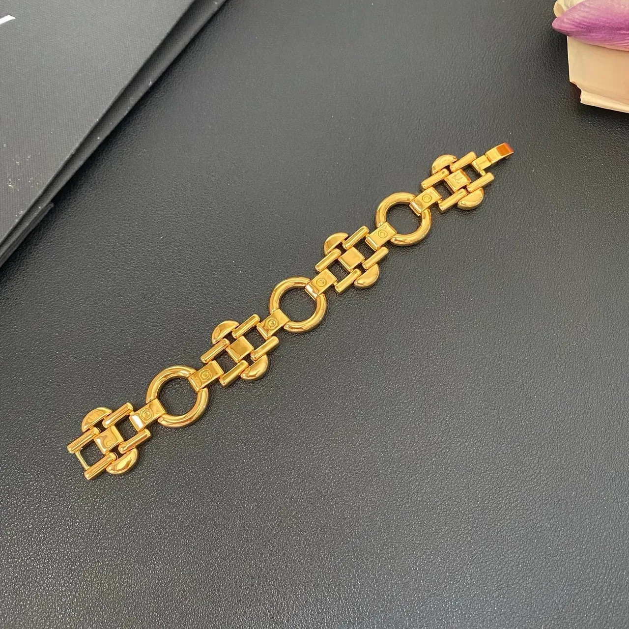 Saint Laurent Gold-Tone Chunky Link Bracelet 3