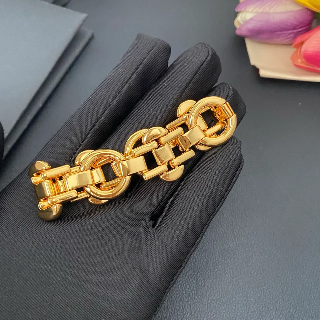 Saint Laurent Gold-Tone Chunky Link Bracelet 6