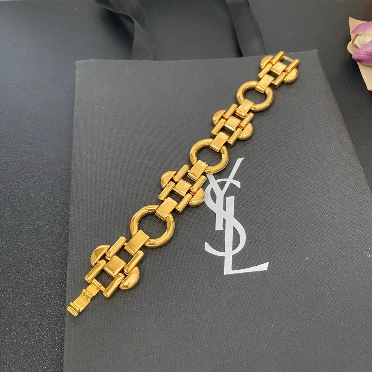 Saint Laurent Gold-Tone Chunky Link Bracelet 8