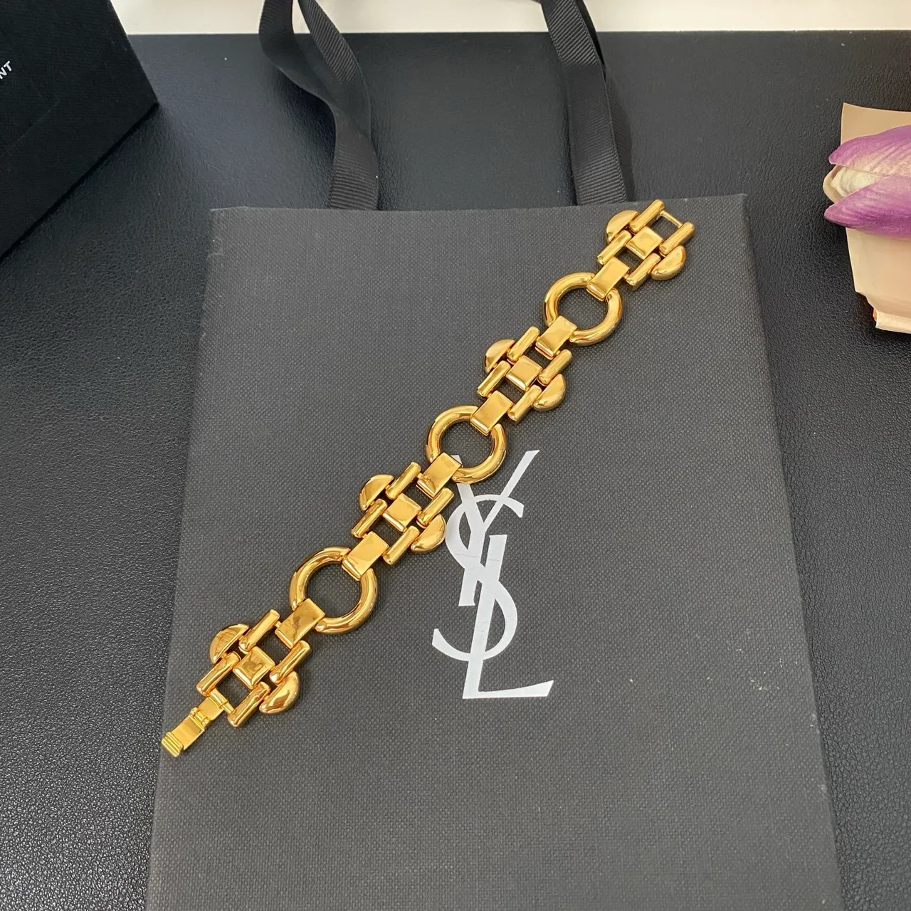 Saint Laurent Gold-Tone Chunky Link Bracelet 9