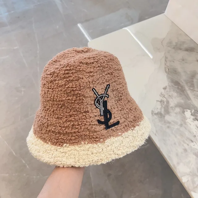 Saint Laurent Monogram Embroidered Two-Tone Shearling Bucket Hat 9