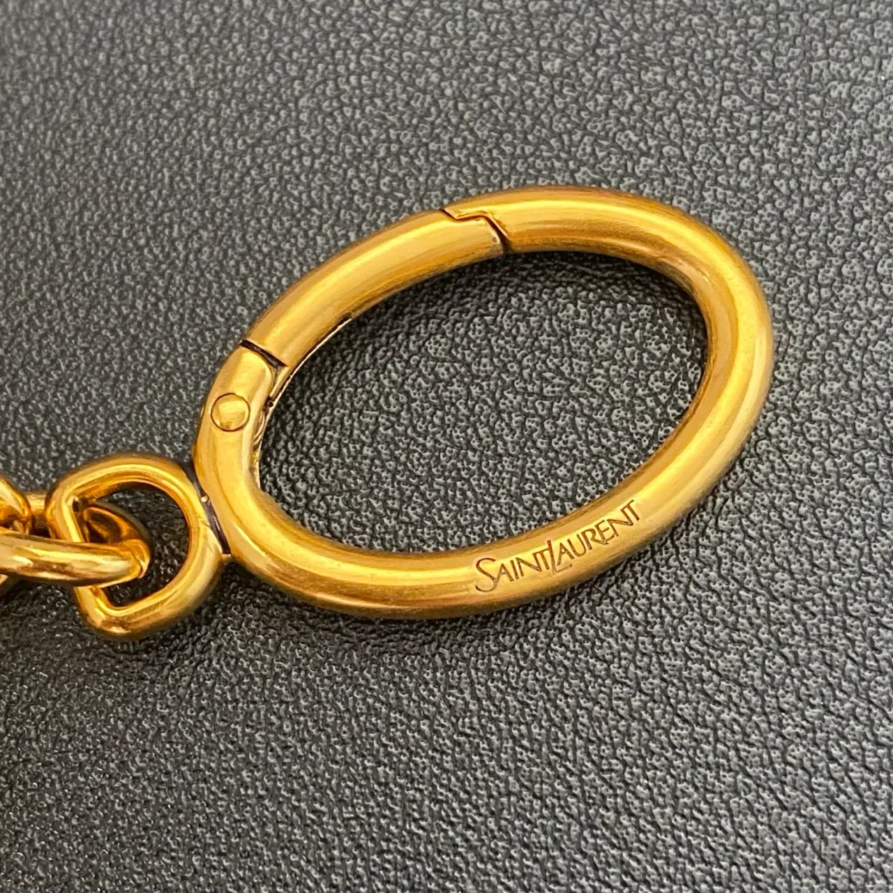 Saint Laurent Monogram Heart Charm Gold Brown Metal Brooch 2