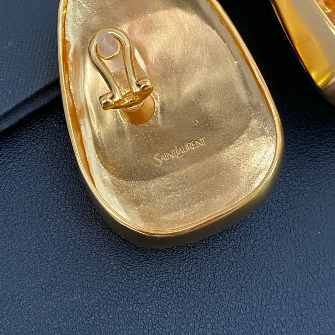 Saint Laurent Sculptural Gold-Tone Cabochon Clip-On Earrings 3