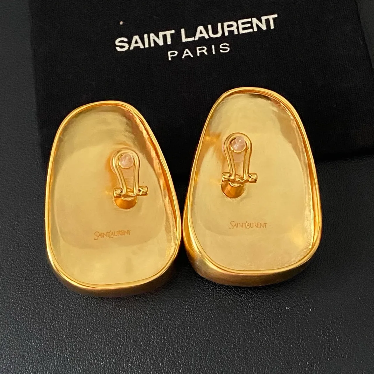 Saint Laurent Sculptural Gold-Tone Cabochon Clip-On Earrings 4