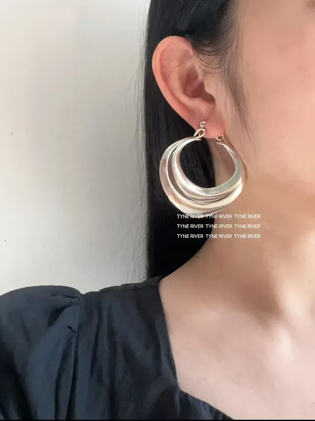 Saint Laurent 银色 三层不对称 耳环 2