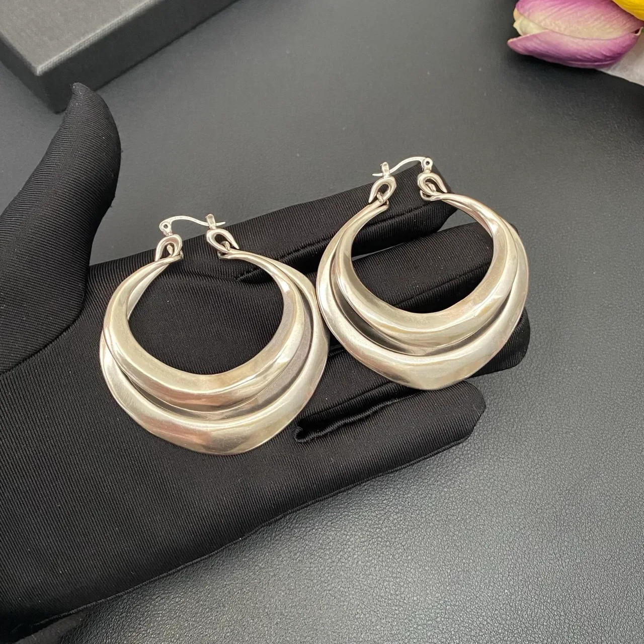 Saint Laurent 银色 三层不对称 耳环 6