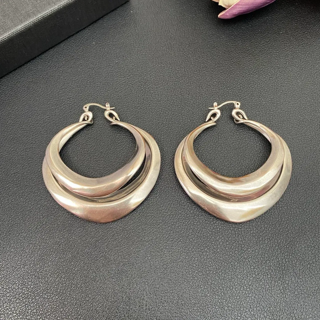 Saint Laurent 银色 三层不对称 耳环 9