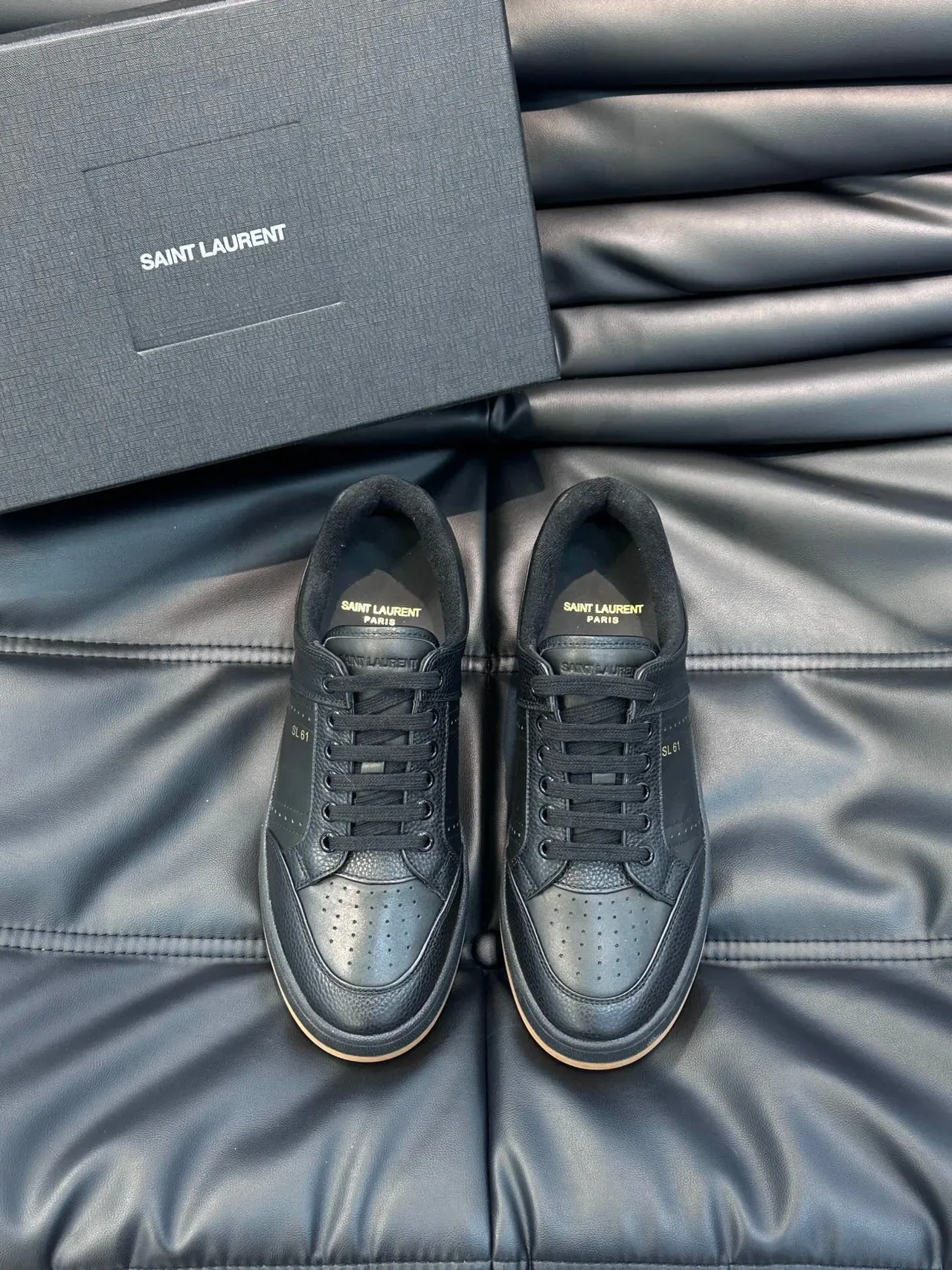 Saint Laurent SL 61 Black Pebbled Leather Lifestyle Sneakers 2