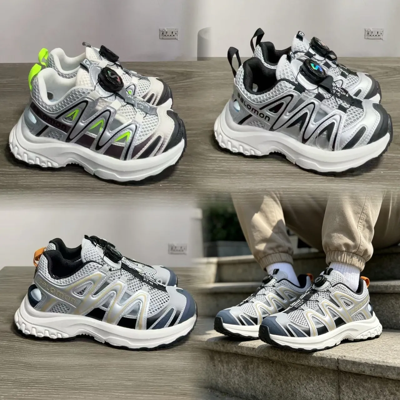 Salomon ACS Pro Silver Black Lime Green Chunky Sneakers 3