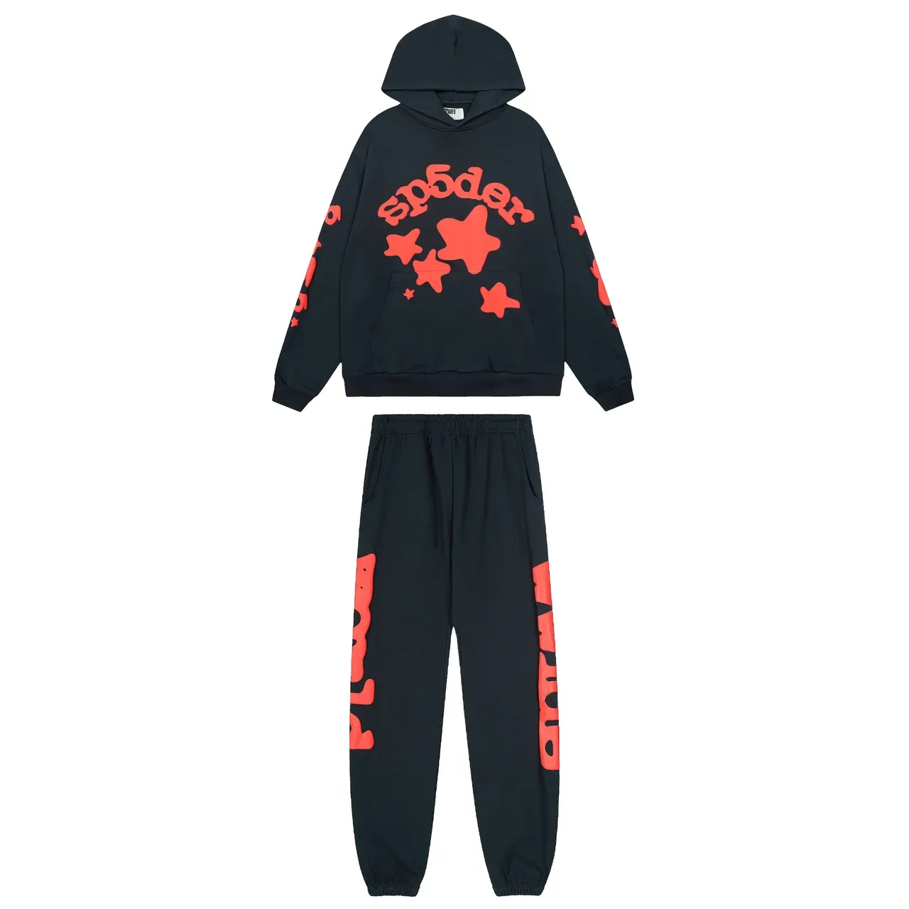 Sp5der Hoodie Oversized Fit Beige Red Graphique 6