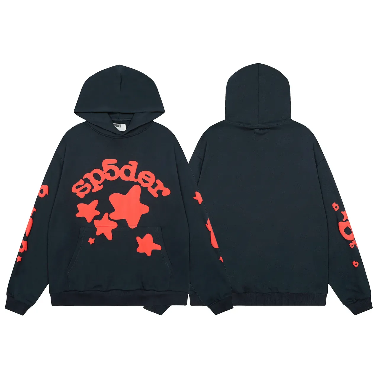 Sp5der Hoodie Oversized Fit Beige Red Graphique 10