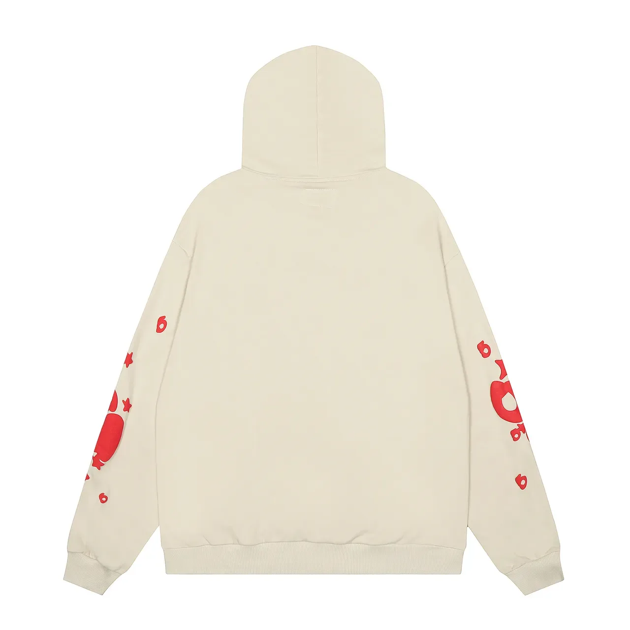 Sp5der Hoodie Oversized Fit Beige Red Graphique 14