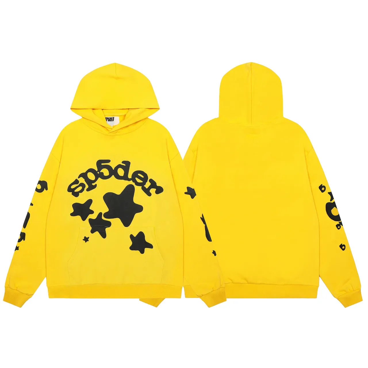 Sp5der 黄色黑色 Oversized 卫衣 印花 Joggers Tracksuit 4