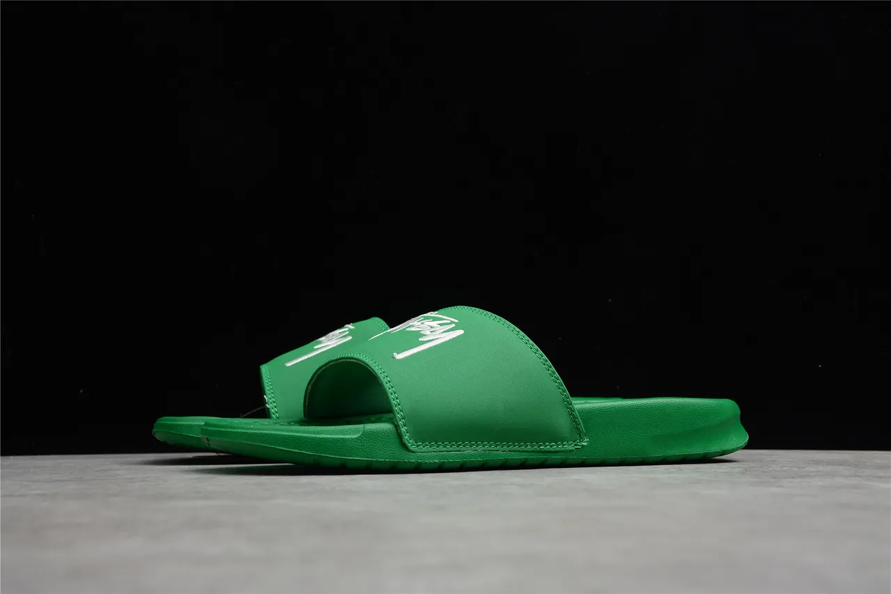 Stussy Signature Logo Vert Blanc Caoutchouc Moulé Lanière Unique Claquettes 6