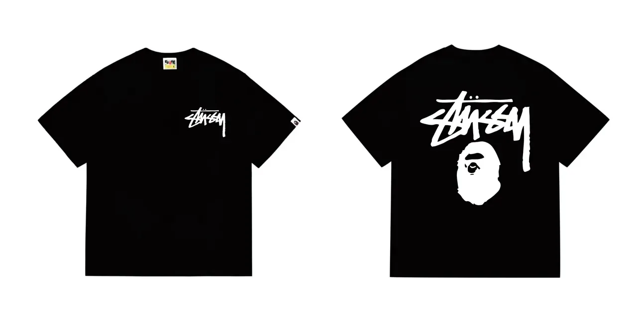 T-shirt rouge Stussy x A Bathing Ape Stock Logo 3