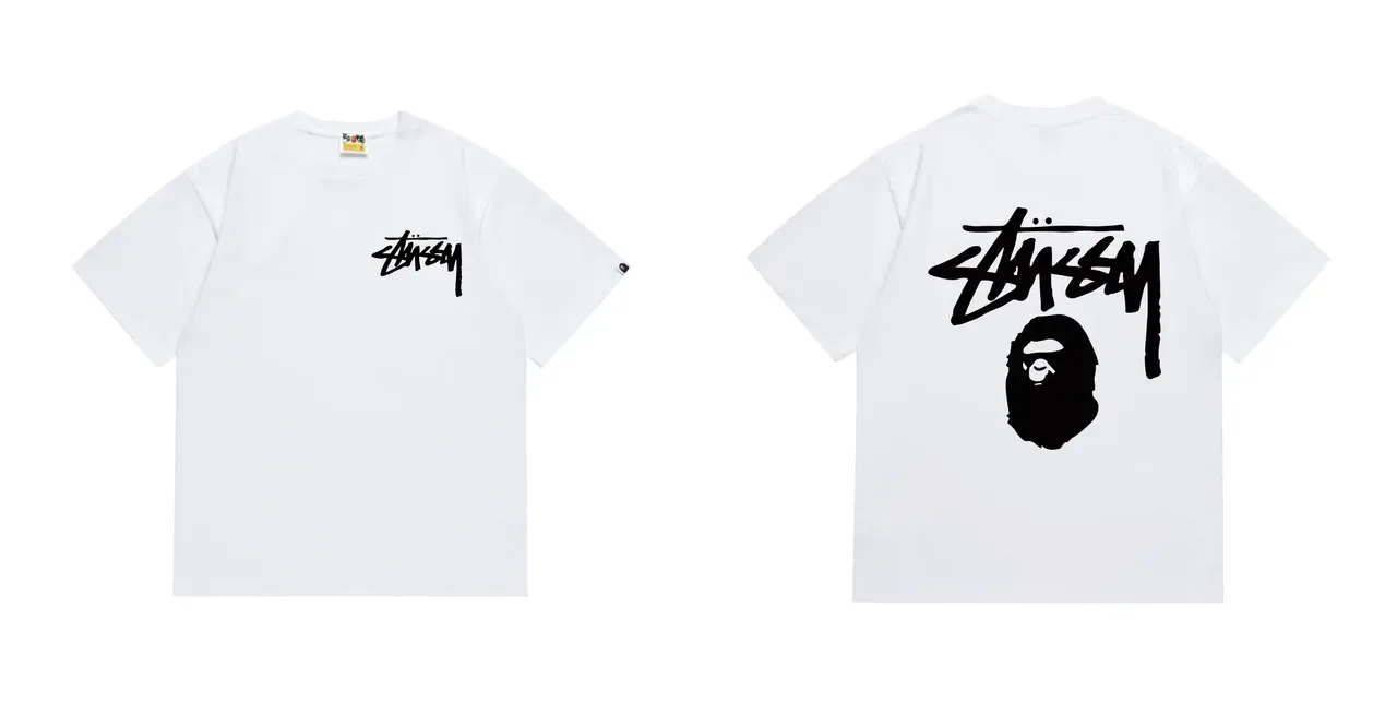 T-shirt rouge Stussy x A Bathing Ape Stock Logo 6