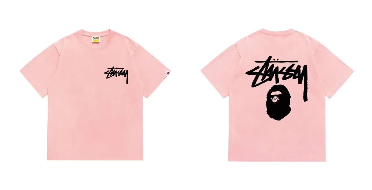 T-shirt rouge Stussy x A Bathing Ape Stock Logo 7